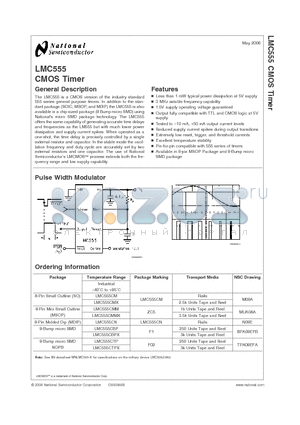 LMC555CBP datasheet - CMOS Timer