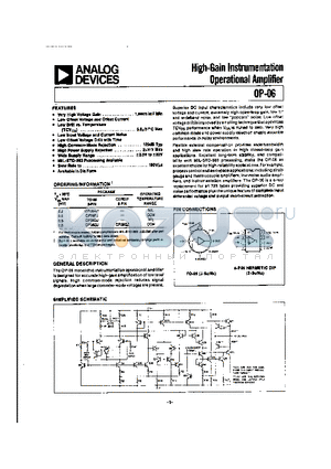 OP06 datasheet - High-Gain Instrumentation Operational Amplifier