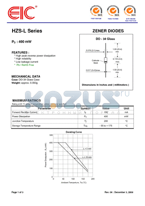 HZS24L datasheet - ZENER DIODES