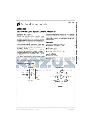 LMC6001 datasheet - Ultra Ultra-Low Input Current Amplifier