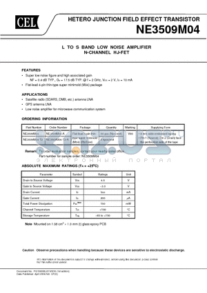 NE3509M04_06 datasheet - L TO S BAND LOW NOISE AMPLIFIER N-CHANNEL HJ-FET