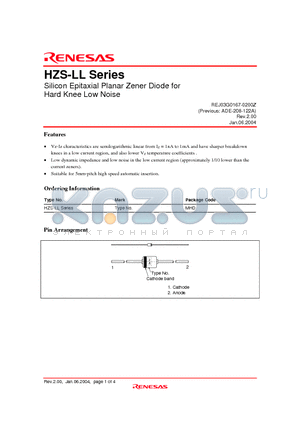 HZS2ALL datasheet - Silicon Epitaxial Planar Zener Diode for Hard Knee Low Noise