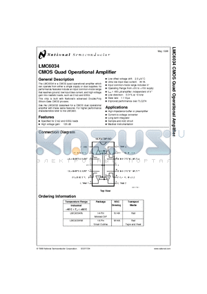 LMC6034 datasheet - CMOS Quad Operational Amplifier