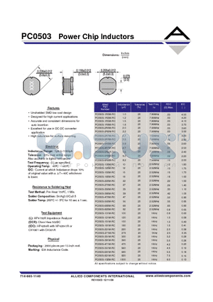 PC0503-390M-RC datasheet - Power Chip Inductors