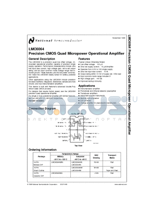 LMC6064AIM datasheet - Precision CMOS Quad Micropower Operational Amplifier