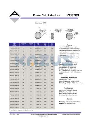 PC0703-100M-RC datasheet - Power Chip Inductors