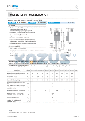 MBR2090FCT datasheet - 20 AMPERES SCHOTTKY BARRIER RECTIFIERS