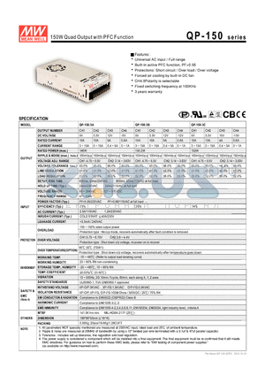 QP-150 datasheet - 150W Quad Output with PFC Function