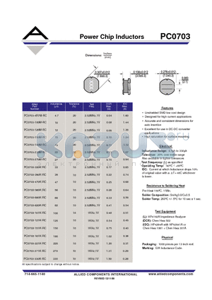 PC0703-220M-RC datasheet - Power Chip Inductors