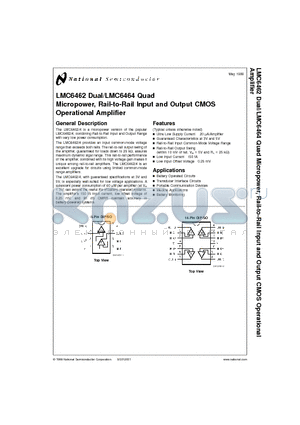 LMC6462AIM datasheet - Micropower, Rail-to-Rail Input and Output CMOS Operational Amplifier