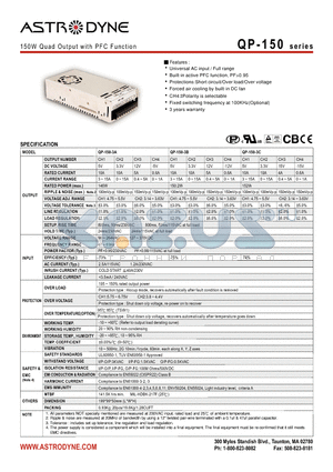 QP-150-3D datasheet - 150W Quad Output with PFC Function