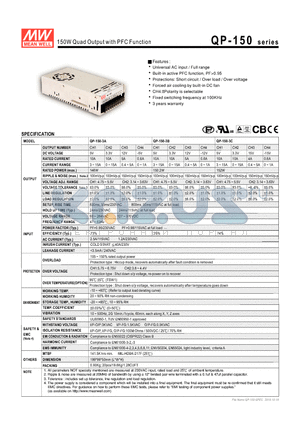 QP-150-3D datasheet - 150W Quad Output with PFC Function