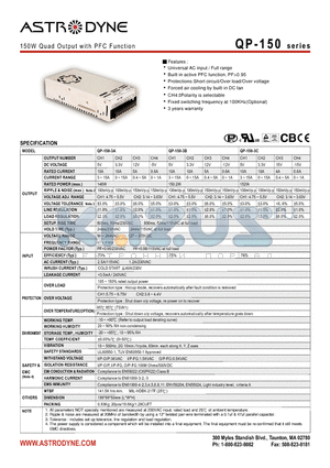 QP-150D datasheet - 150W Quad Output with PFC Function