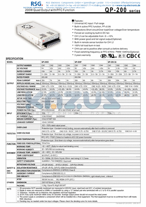 QP-200-3A datasheet - 200W Quad Output with PFC Function