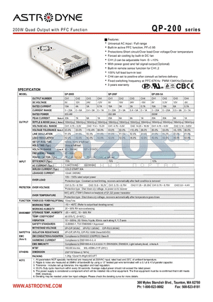 QP-200-3B datasheet - 200W Quad Output with PFC Function