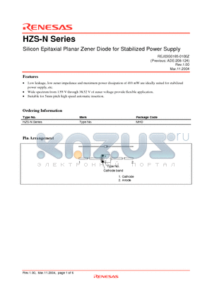 HZS5.1NB2 datasheet - Silicon Epitaxial Planar Zener Diode for Stabilized Power Supply