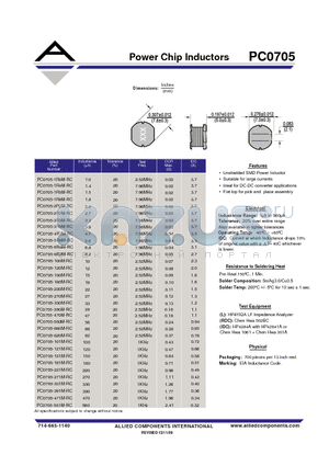 PC0705-101M-RC datasheet - Power Chip Inductors