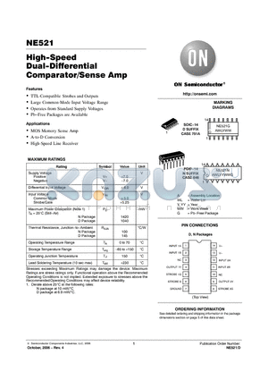 NE521N datasheet - High−Speed Dual−Differential Comparator/Sense Amp