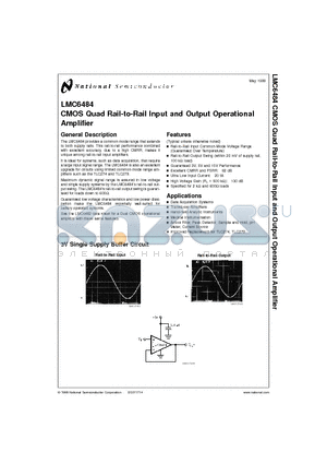 LMC6484AIM datasheet - CMOS Quad Rail-to-Rail Input and Output Operational Amplifier