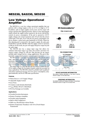 NE5230D datasheet - Low Voltage Operational Amplifier
