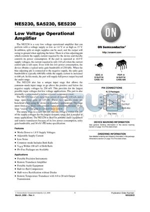 NE5230DR2 datasheet - Low Voltage Operational Amplifier