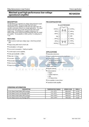 NE5234D datasheet - Matched quad high-performance low-voltage operational amplifier