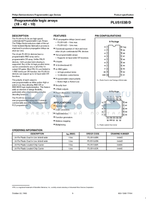 PLUS153DN datasheet - Programmable logic arrays 18  42  10