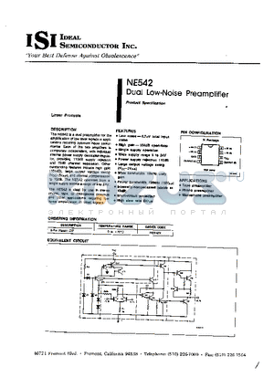 NE542N datasheet - DUAL LOW - NOISE PREAMPLIFIER