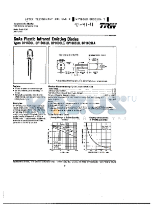 OP160SLB datasheet - GAAS PLASTIC INFRARED EMITTING DIODES