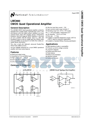 LMC660AIN datasheet - CMOS Quad Operational Amplifier