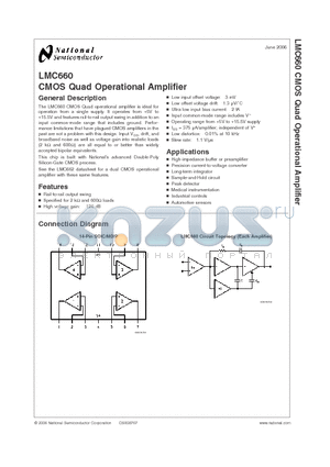 LMC660AIN datasheet - CMOS Quad Operational Amplifier