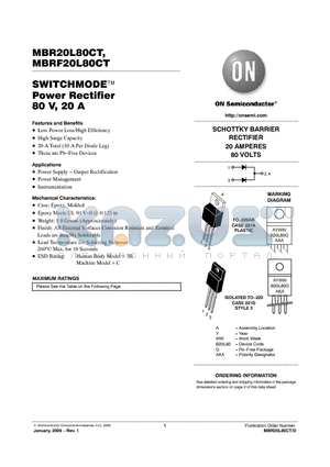 MBR20L80CT datasheet - SWITCHMODE Power Rectifier 80 V, 20 A
