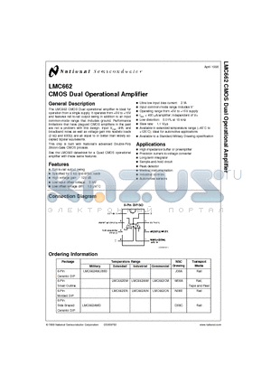 LMC662AIM datasheet - CMOS Dual Operational Amplifier