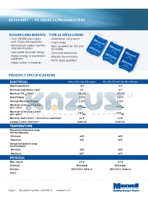 PC10-90 datasheet - PC SERIES ULTRACAPACITORS