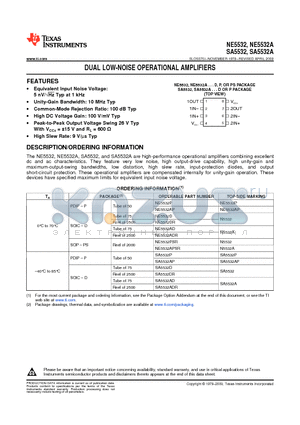 NE5532A datasheet - DUAL LOW-NOISE OPERATIONAL AMPLIFIERS