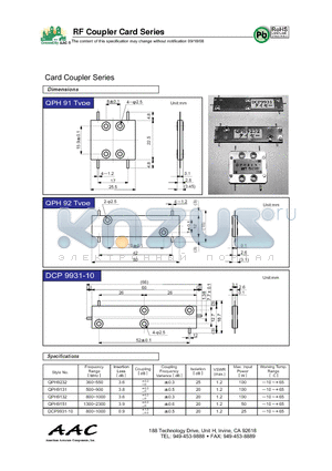 QPH9232 datasheet - RF Coupler Card Series