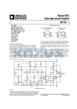 OP176GS datasheet - Bipolar/JFET, Audio Operational Amplifier