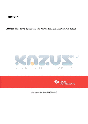 LMC7211AIM datasheet - Tiny CMOS Comparator with Rail-to-Rail Input and Push-Pull Output