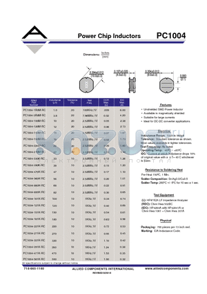 PC1004-3R8M-RC datasheet - Power Chip Inductors