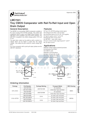 LMC7221BIM5 datasheet - Tiny CMOS Comparator with Rail-To-Rail Input and Open Drain Output