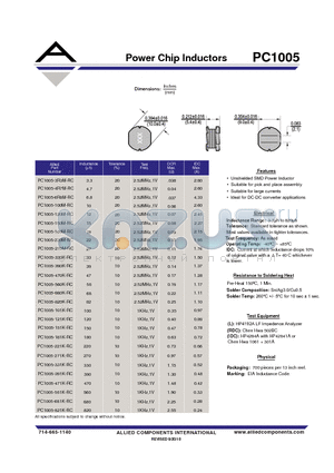 PC1005-330K-RC datasheet - Power Chip Inductors