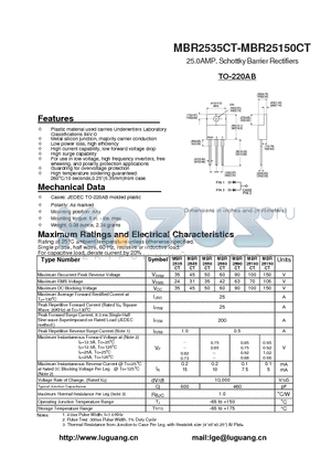 MBR25100CT datasheet - 25.0AMP. Schottky Barrier Rectifiers