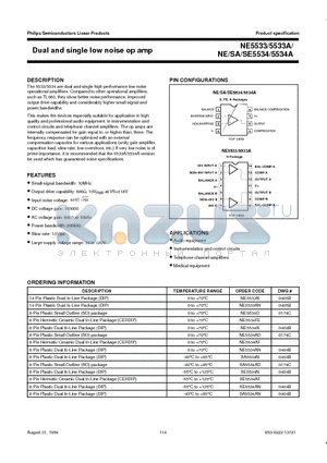 NE5533A datasheet - Dual and single low noise op amp