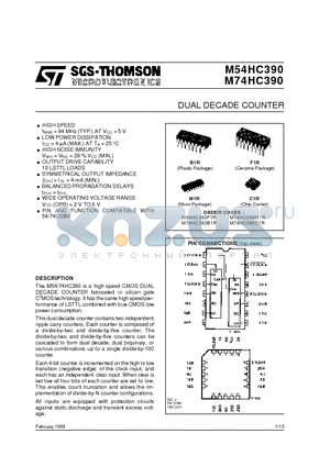 M74HC390C1R datasheet - DUAL DECADE COUNTER