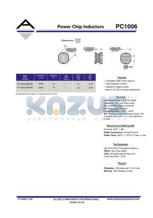 PC1006-602K-RC datasheet - Power Chip Inductors