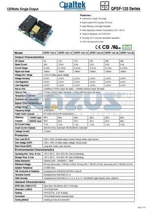 QPSF-125-5 datasheet - 125Watts Single Output