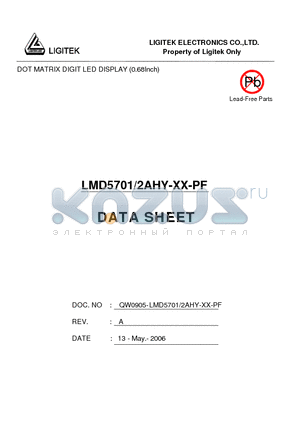 LMD5701-2AHY-XX-PF datasheet - DOT MATRIX DIGIT LED DISPLAY (0.68Inch)