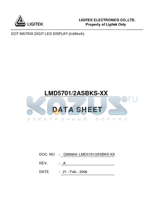 LMD5701-2ASBKS-XX datasheet - DOT MATRIX DIGIT LED DISPLAY (0.68Inch)