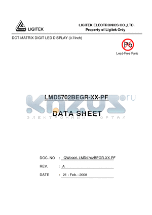 LMD5702BEGR-XX-PF datasheet - DOT MATRIX DIGIT LED DISPLAY (0.7Inch)