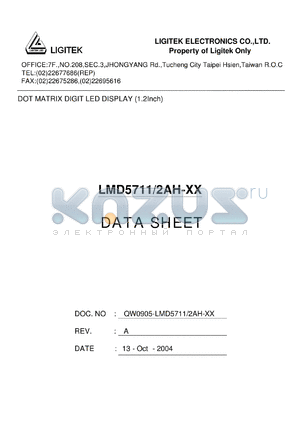 LMD5711-2AH-XX datasheet - DOT MATRIX DIGIT LED DISPLAY (1.2Inch)